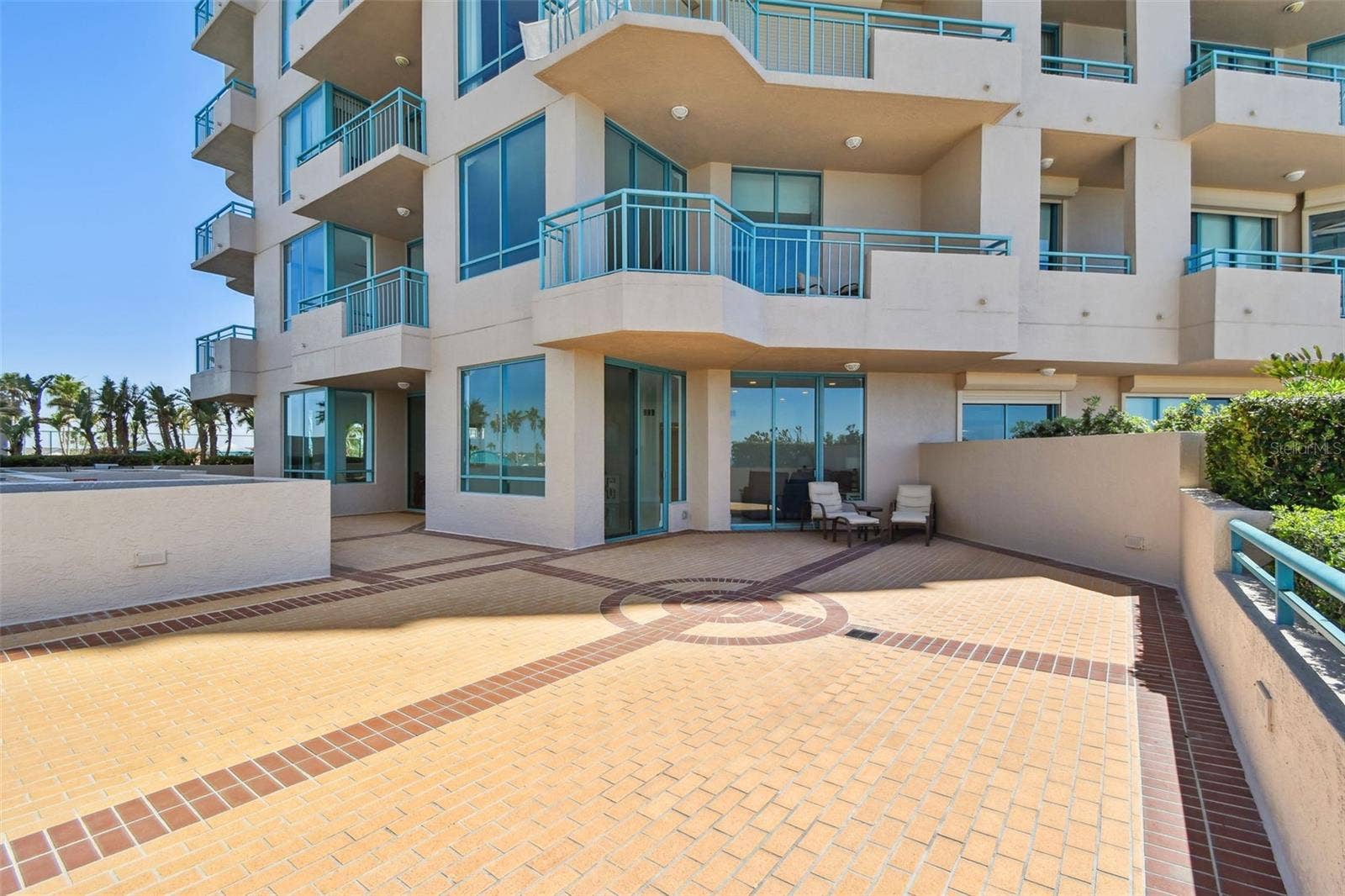 1560 GULF BOULEVARD, #306, Clearwater Beach, FL 33767 Waterfront section of patio, off living room.