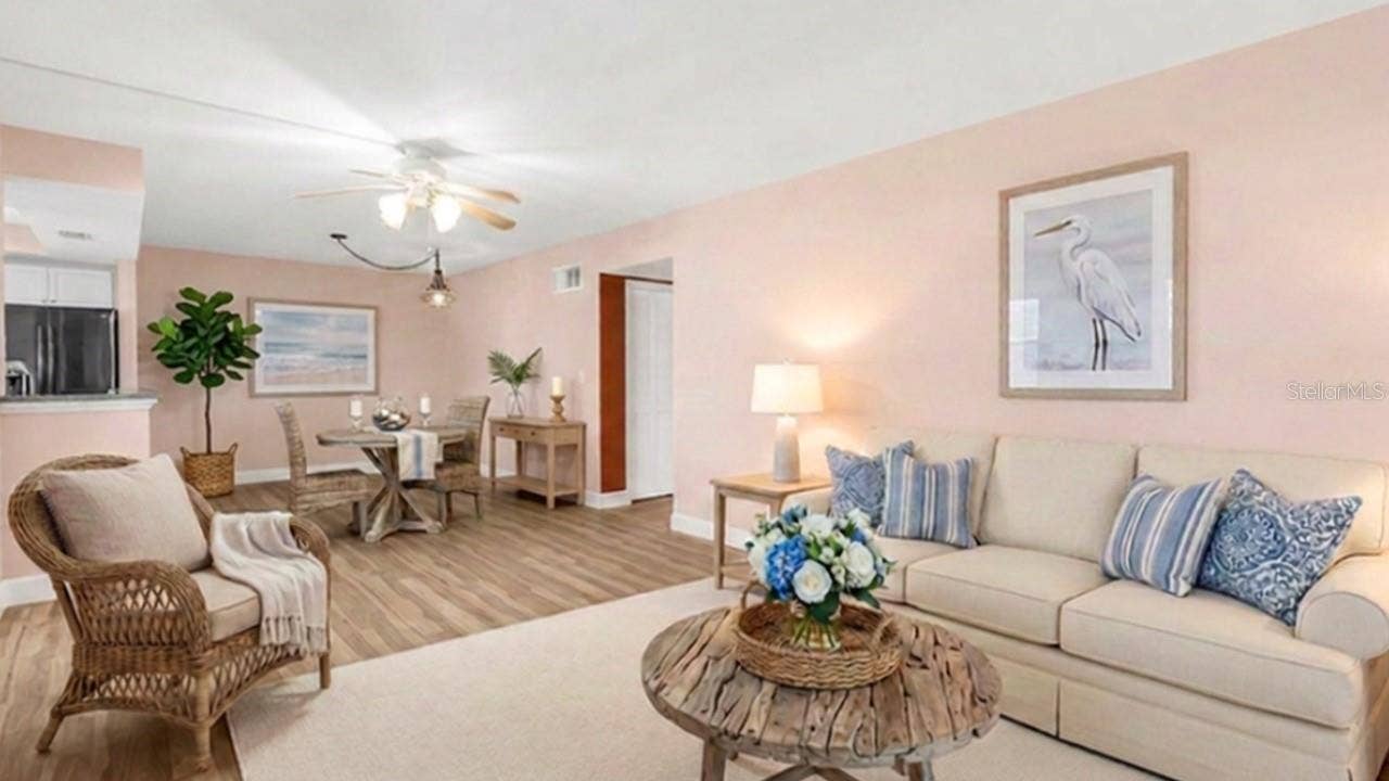 4455 DUHME ROAD, #109, St Petersburg, FL 33708 Virtual staged -living and dining room