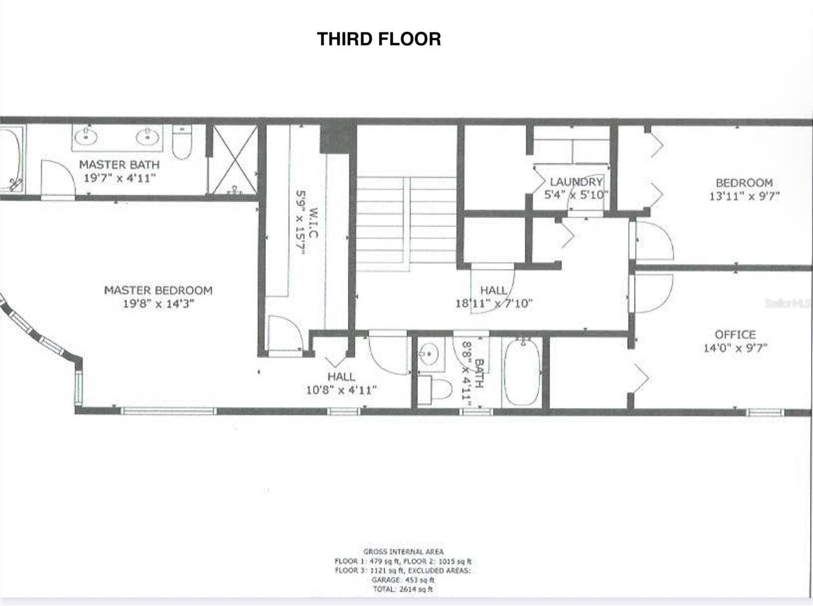 Third Floor:  Primary Suite w/Ensuite Bath. Two Bedrooms/Hall Bath.
