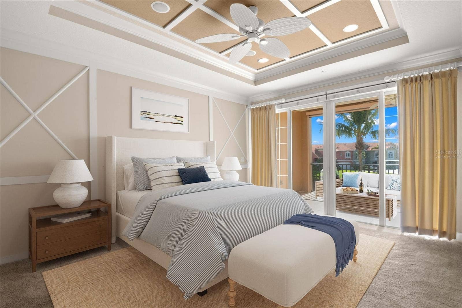 8 ACADEMY WAY S, #123, St Petersburg, FL 33711 Virtually staged; Main Bedroom with access to the Covered Terrace.