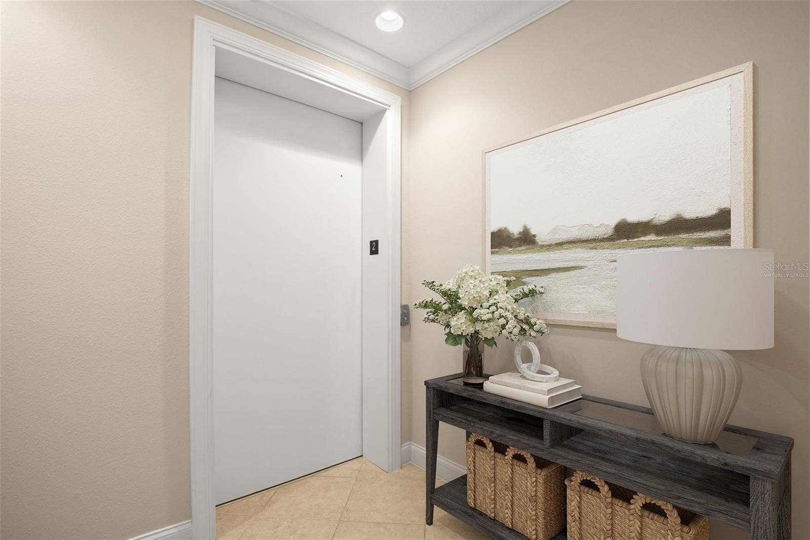 8 ACADEMY WAY S, #123, St Petersburg, FL 33711 Virtually staged; private entry lobby as you step off the elevator into your home.