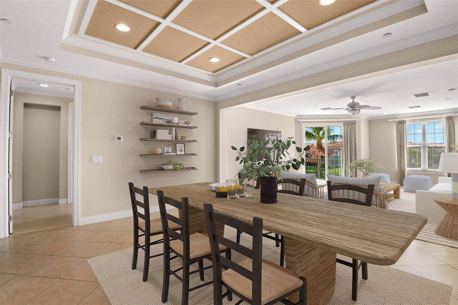 8 ACADEMY WAY S, #123, St Petersburg, FL 33711 Virtually staged; Dining Room - Living Room combination.