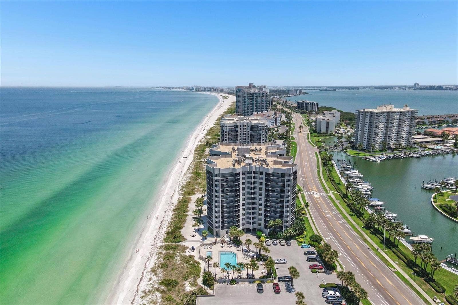 1660 GULF BOULEVARD, #607, Clearwater Beach, FL 33767 aerial north facing