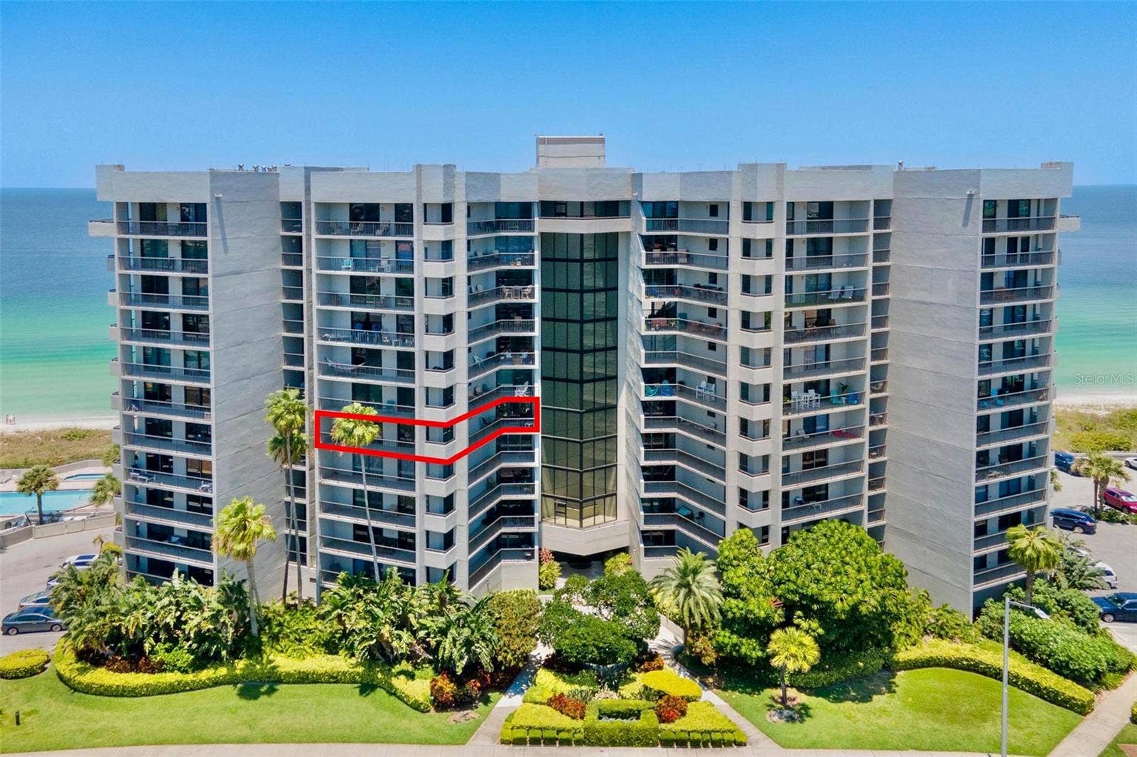 1660 GULF BOULEVARD, #607, Clearwater Beach, FL 33767 aerial of unit