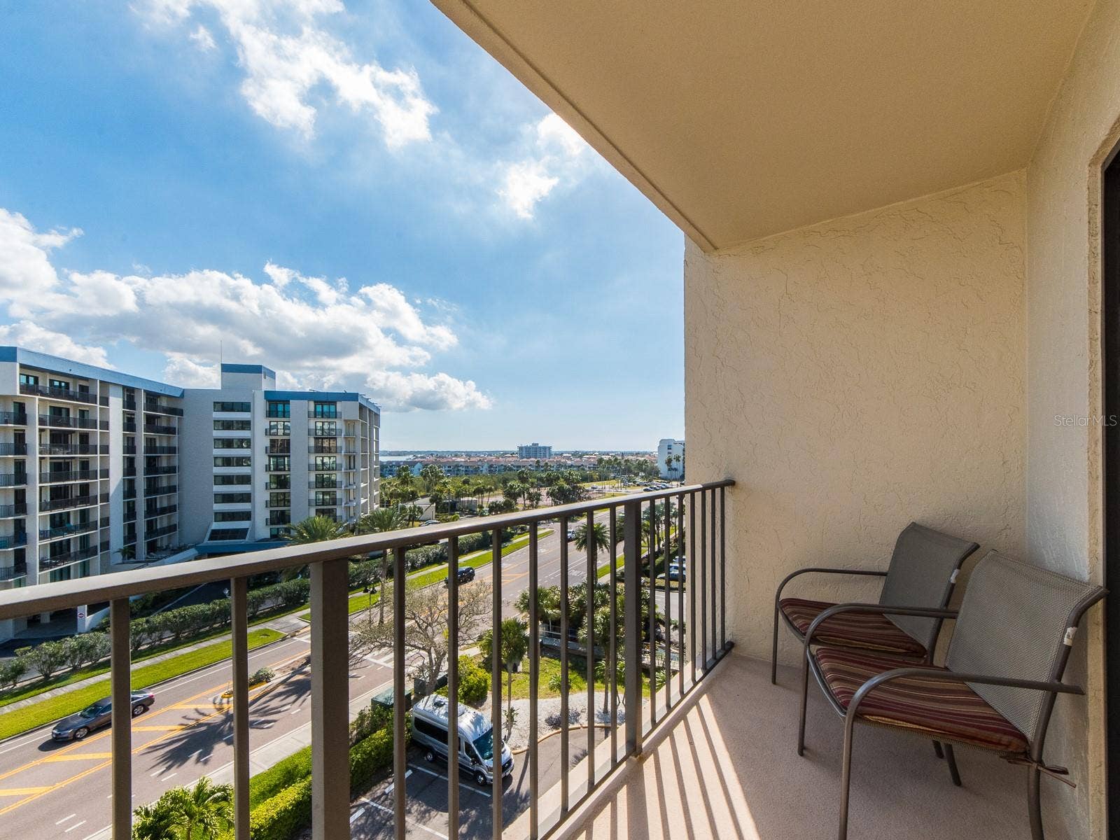 1480 GULF BOULEVARD, #610, Clearwater Beach, FL 33767 FRONT BALCONY. EAST FACING FOR GLORIOUS SUNRISE WITH A CUP OF COFFEE