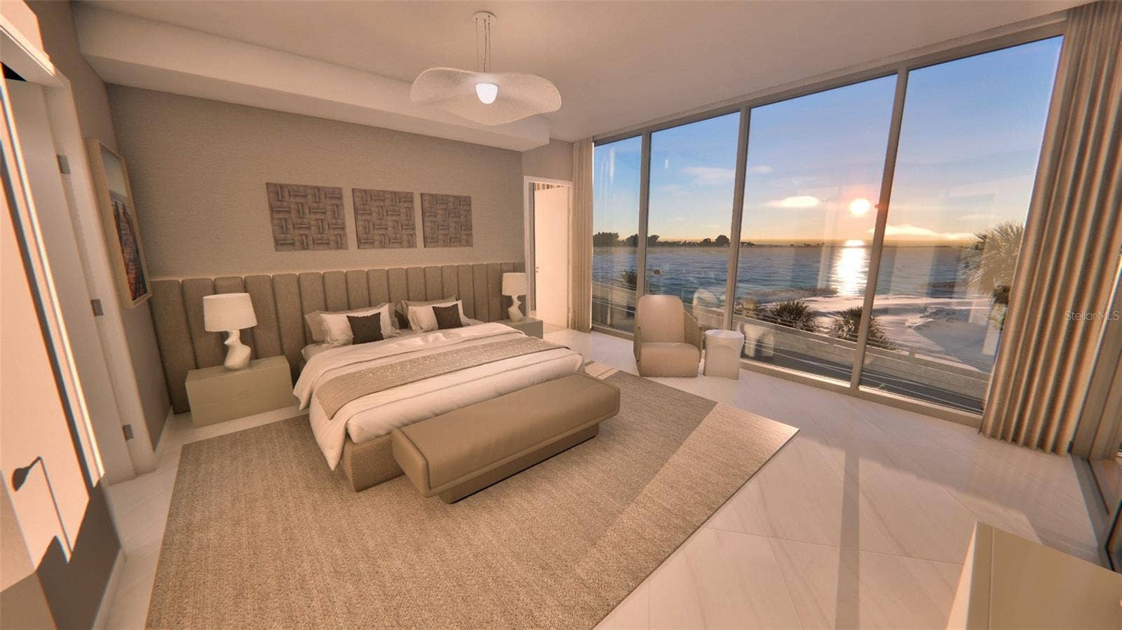 805 S GULFVIEW BOULEVARD, #407A, Clearwater Beach, FL 33767 Primary Bedroom at Sunset - To Be Built