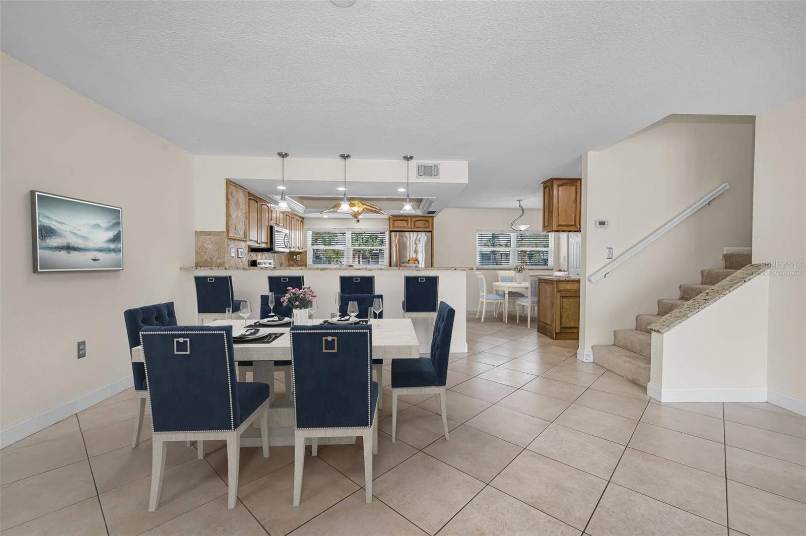 Virtually staged dining area