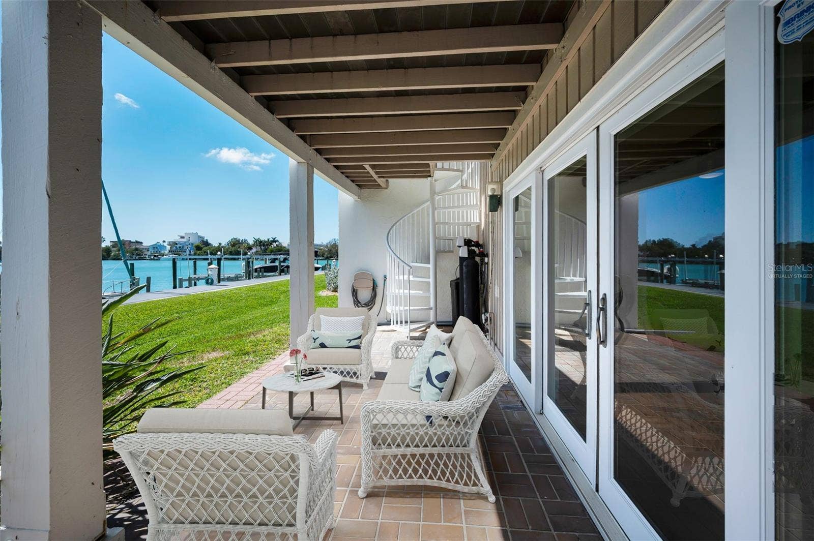 Virtually staged first level patio area