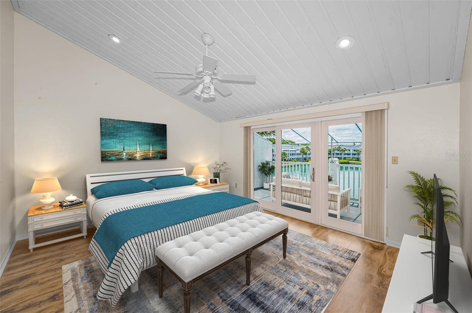 Virtually staged primary bedroom