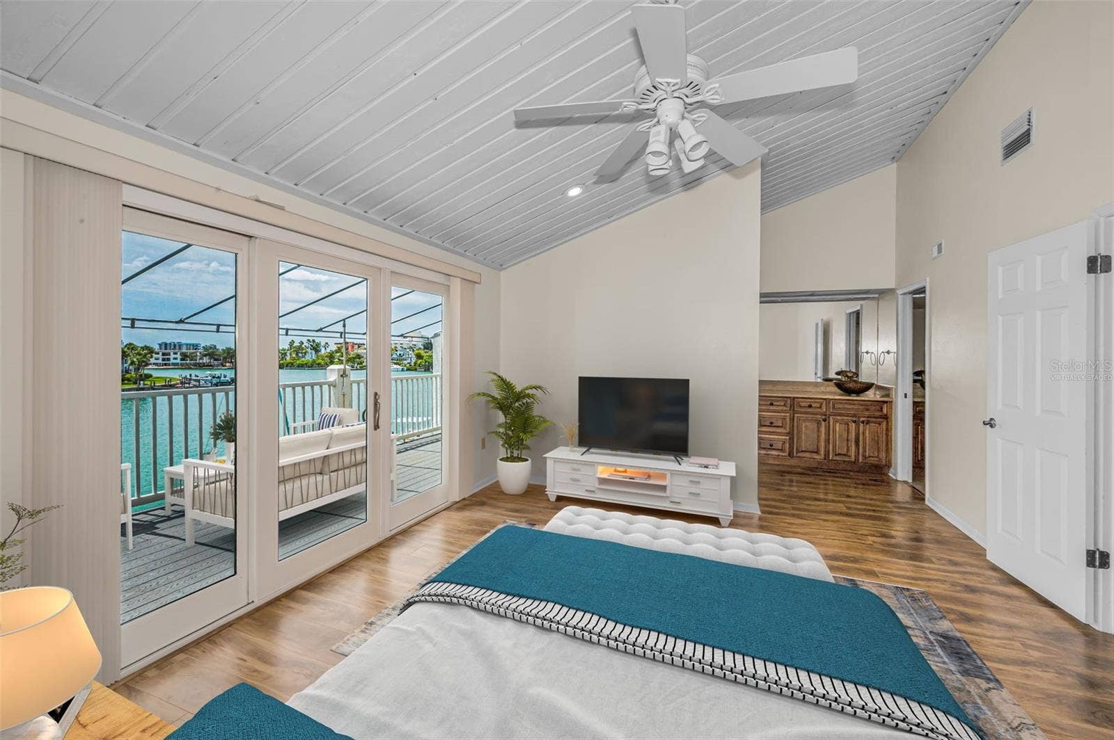 Virtually staged primary bedroom