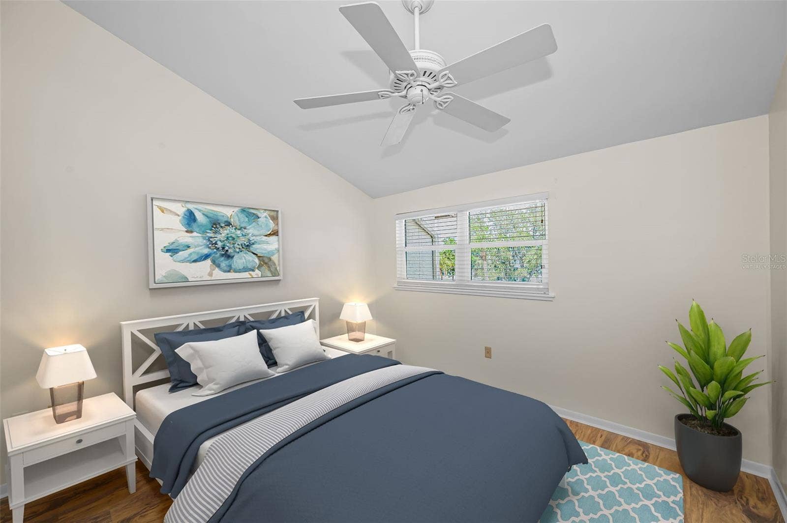 Virtually staged bedroom thee