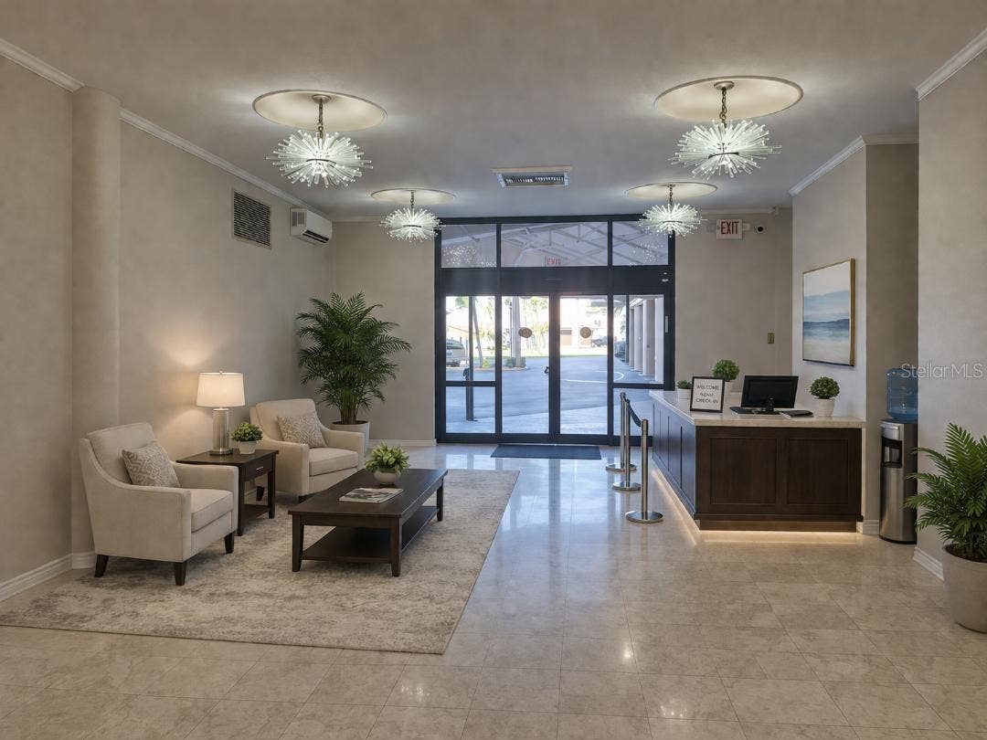 10355 PARADISE BOULEVARD, #608, Treasure Island, FL 33706 Rendering of the lobby area under remodel