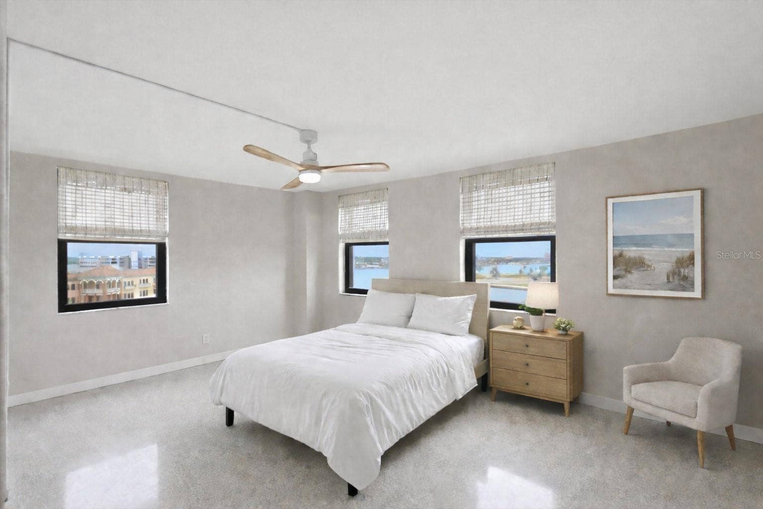 10355 PARADISE BOULEVARD, #608, Treasure Island, FL 33706 Primary bedroom staged to show possibilities