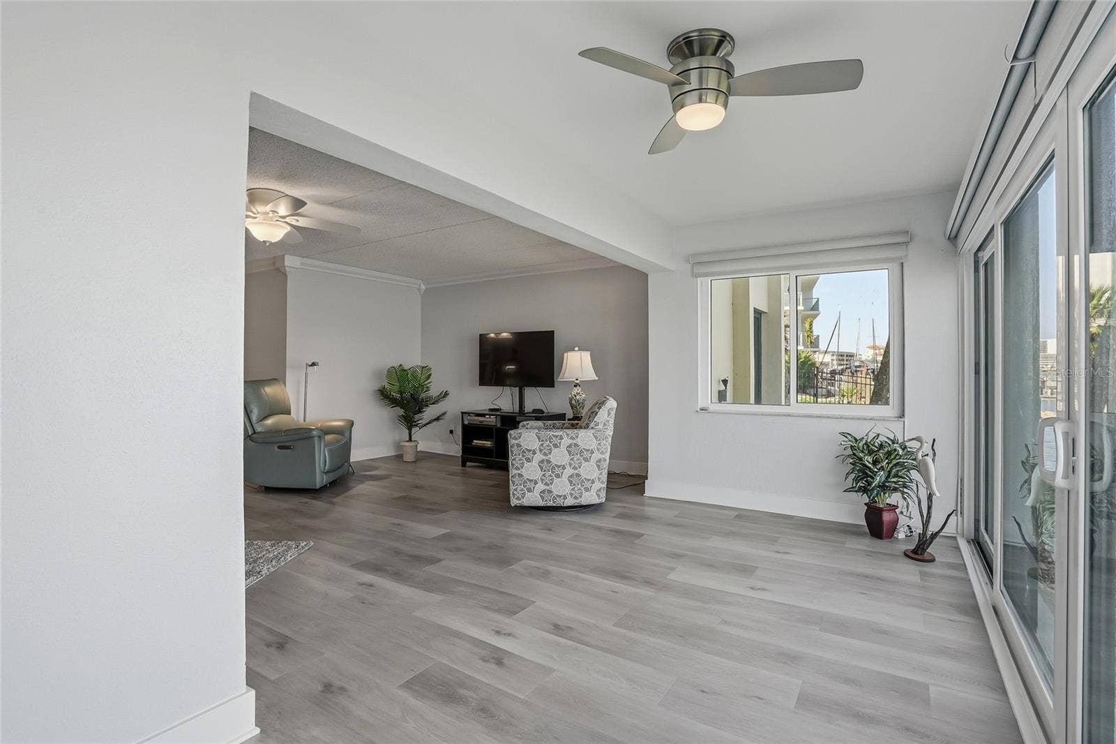 Sunroom and living room