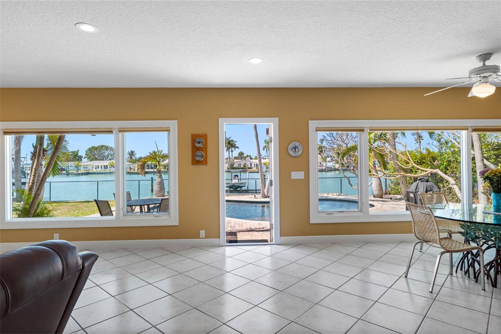 Pool and water views.