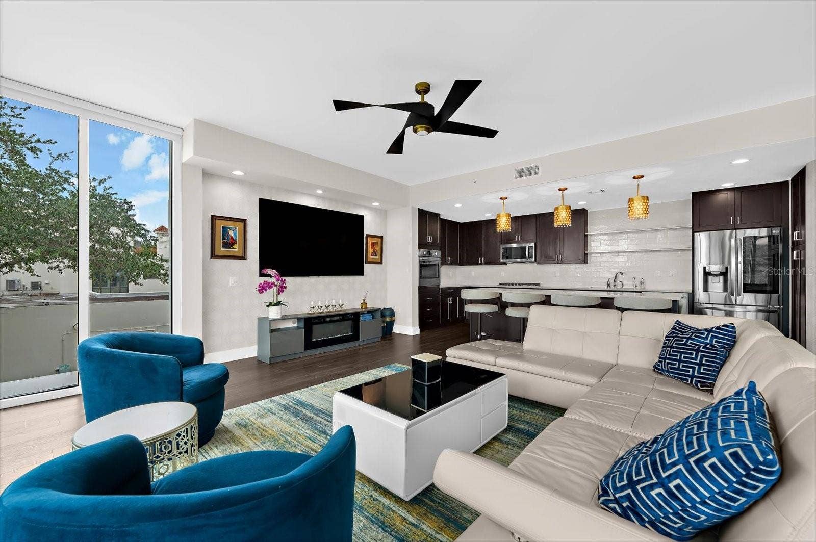 176 4TH AVENUE NE, #201, St Petersburg, FL 33701 Living Room Area with Balcony
