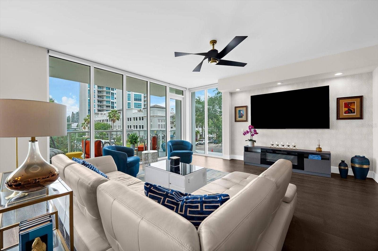 176 4TH AVENUE NE, #201, St Petersburg, FL 33701 Living Room Area with Balcony