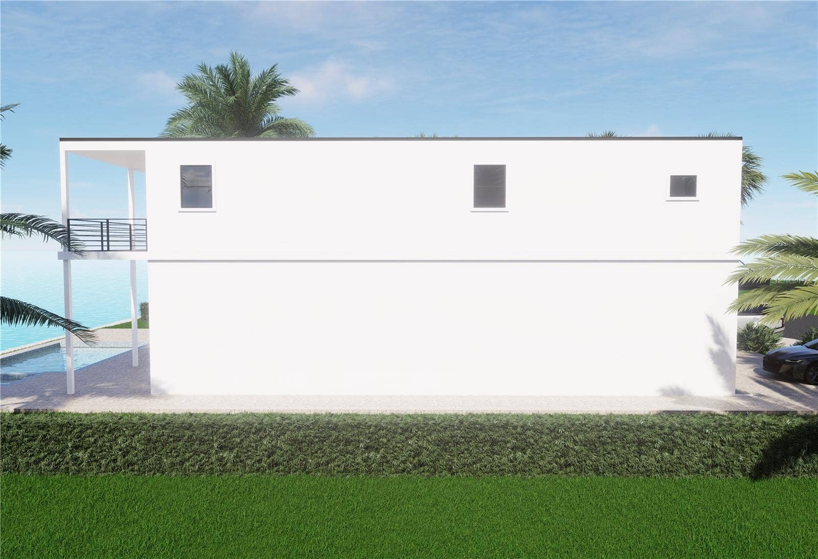 Rendering of the side of the home to be built by new owner (other SeaSafe coastal home models available).