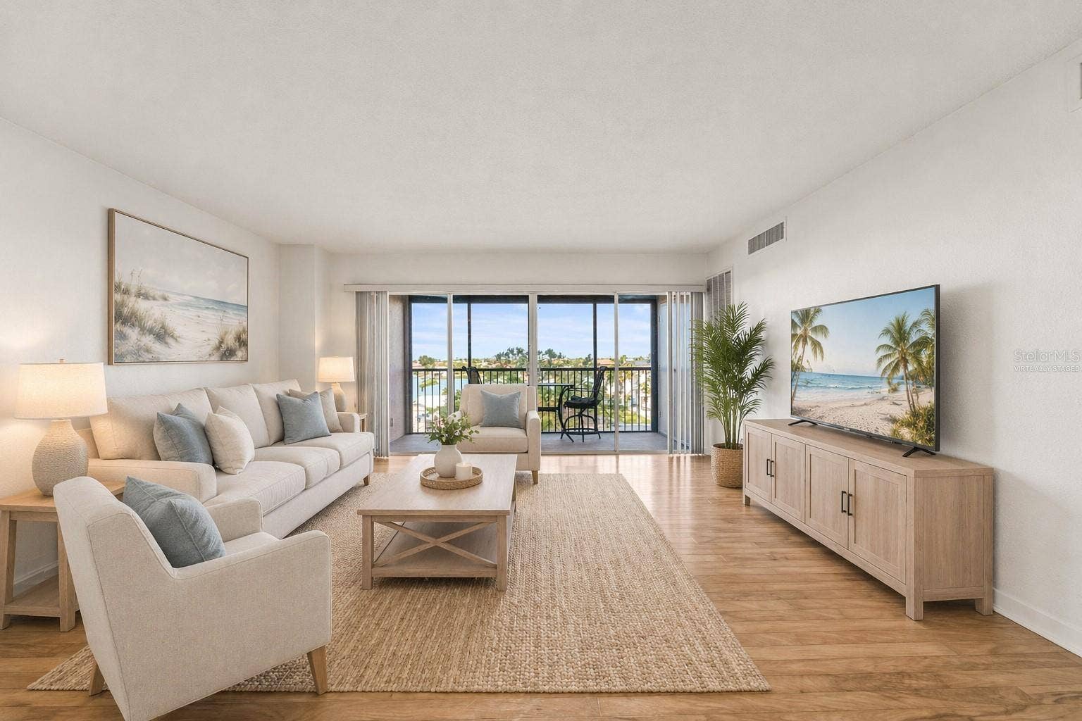 10355 PARADISE BOULEVARD, #403, Treasure Island, FL 33706 Virtually Staged Living Room