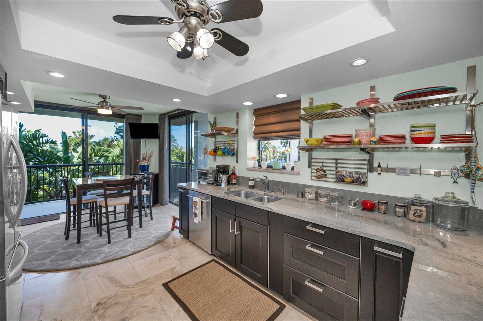 1660 GULF BOULEVARD, #208, Clearwater Beach, FL 33767 Kitchen and adjoining Dining area / Sitting room