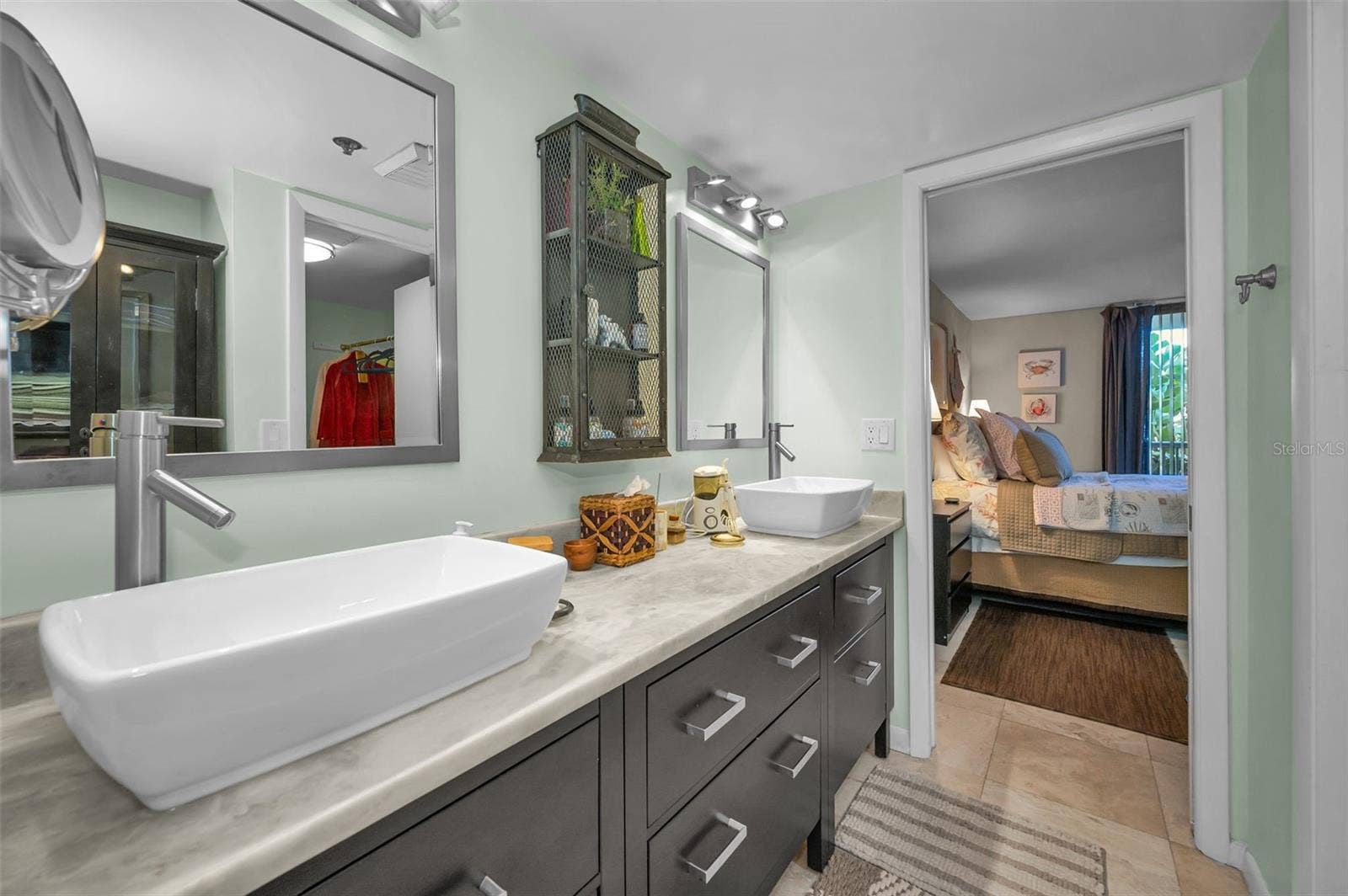 1660 GULF BOULEVARD, #208, Clearwater Beach, FL 33767 Double sink vanity in the Primary Bedroom