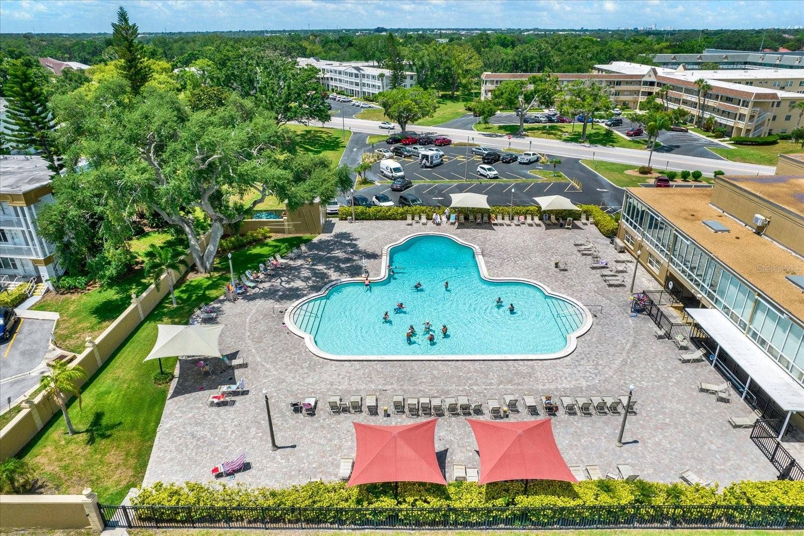Aerial-View-Resort-Style-Community-Pool-Lounge-Deck-Clearwater-FL-33763