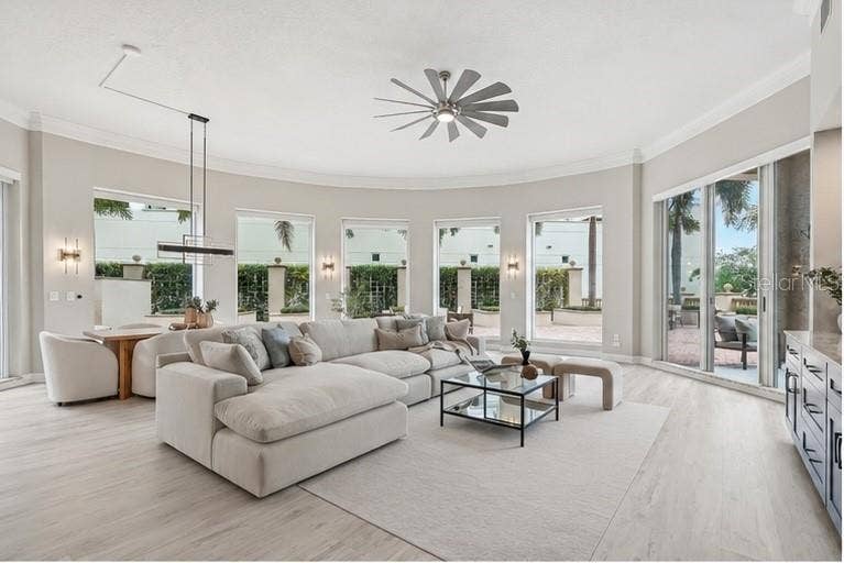 Spacious great room with a lot of natural light