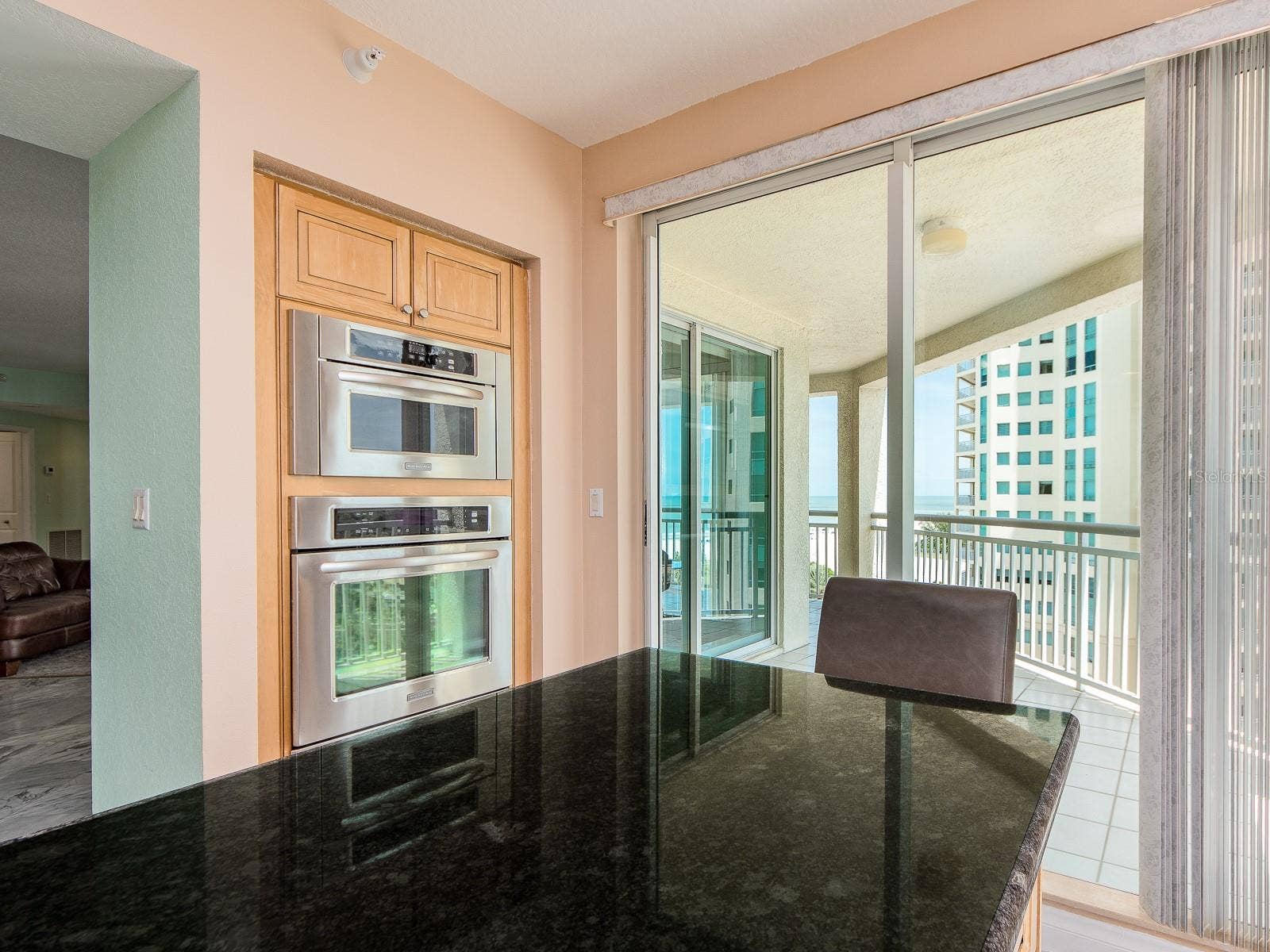 1180 GULF BOULEVARD, #906, Clearwater Beach, FL 33767 Enter your balcony from the kitchen area. Also, features a build in over and microwave for convivence.