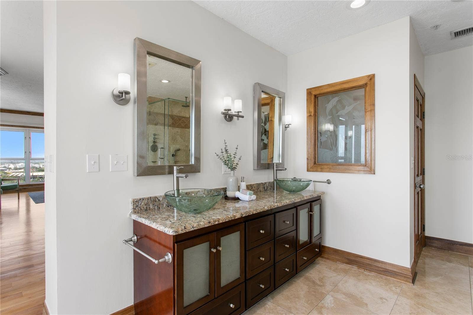 Primary bathroom  double vessel sinks