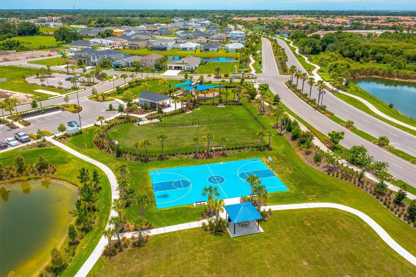 5718 LOS ROBLES COURT, Palmetto, FL 34221 Aerial View of Basketball Court