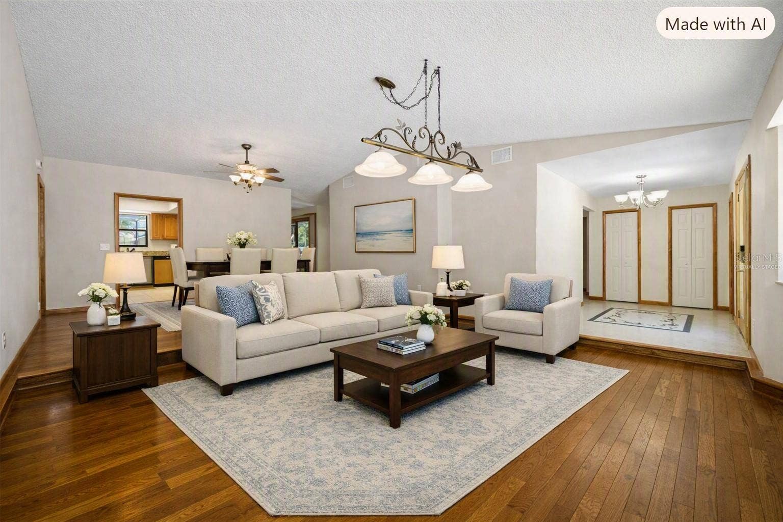 2409 OSPREY AVENUE, Palm Harbor, FL 34683 Living Room / Dining Room ai generated virtually staged