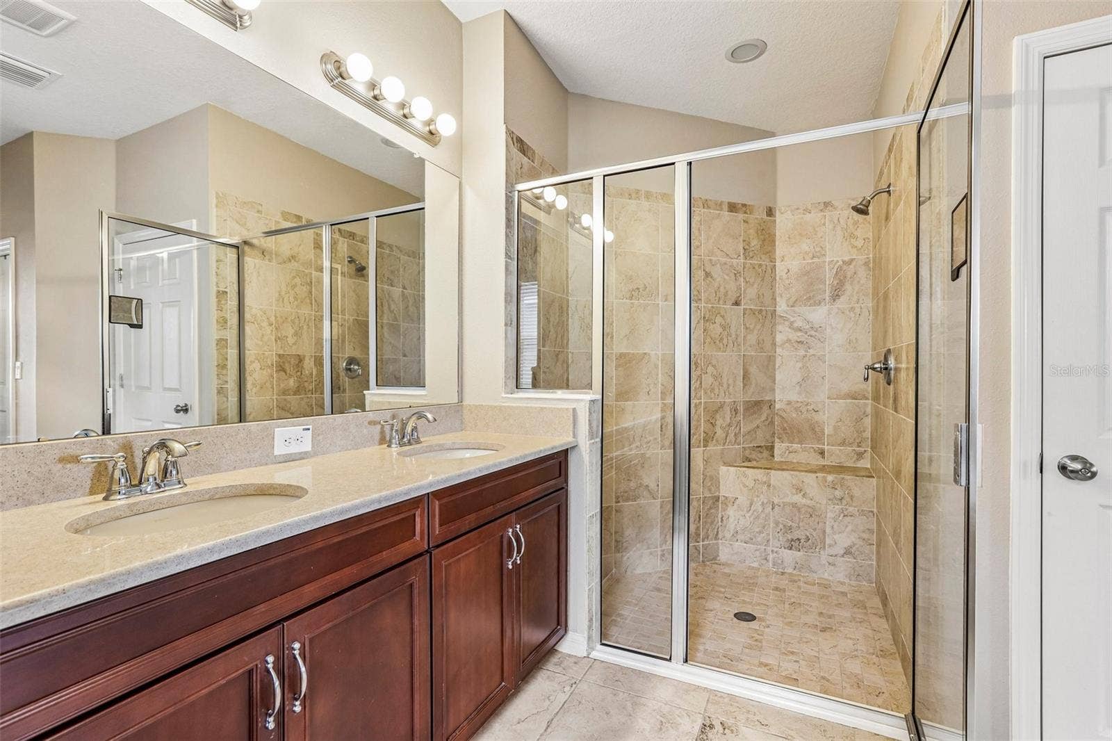 17628 BRIGHT WHEAT DRIVE, Lithia, FL 33547 Primary Bathroom with dual vanity, soaking tub, walk in shower and 2 walk in closets