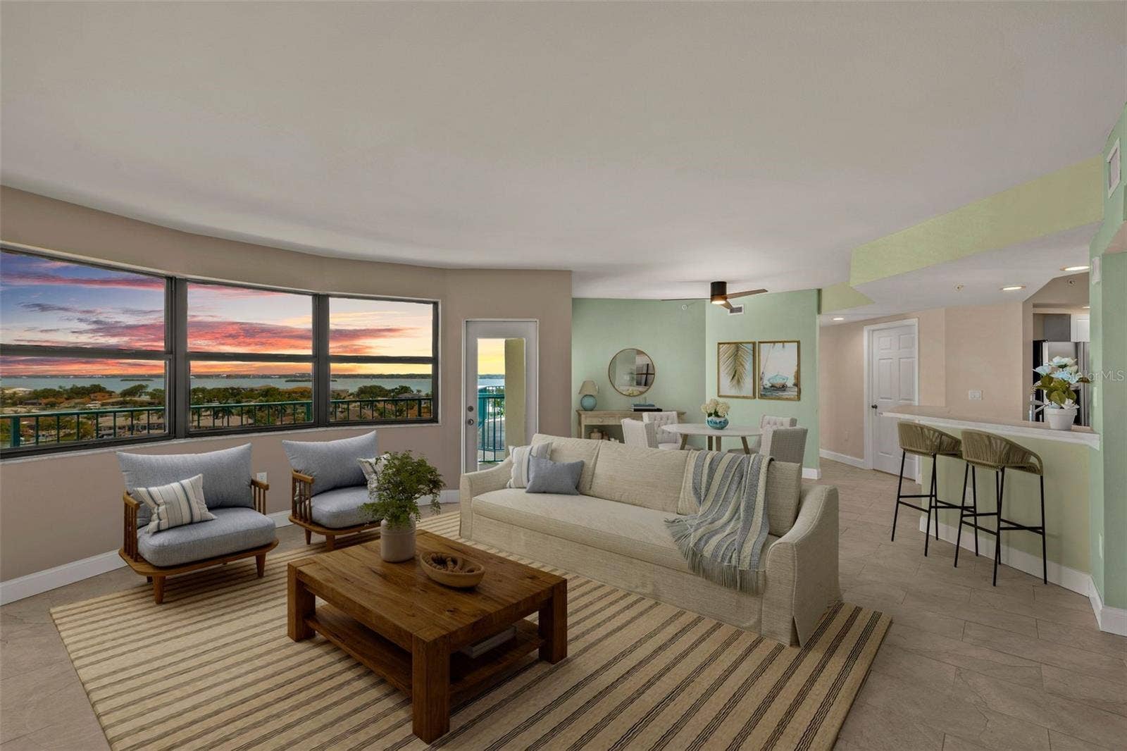 Living room Breakfast room Combo Staged