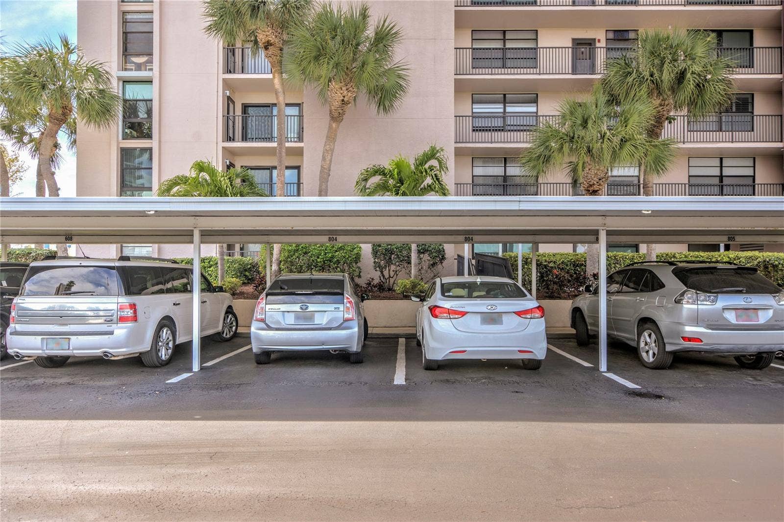7600 SUN ISLAND DRIVE S, #804, South Pasadena, FL 33707 two Parking Spaces up front.