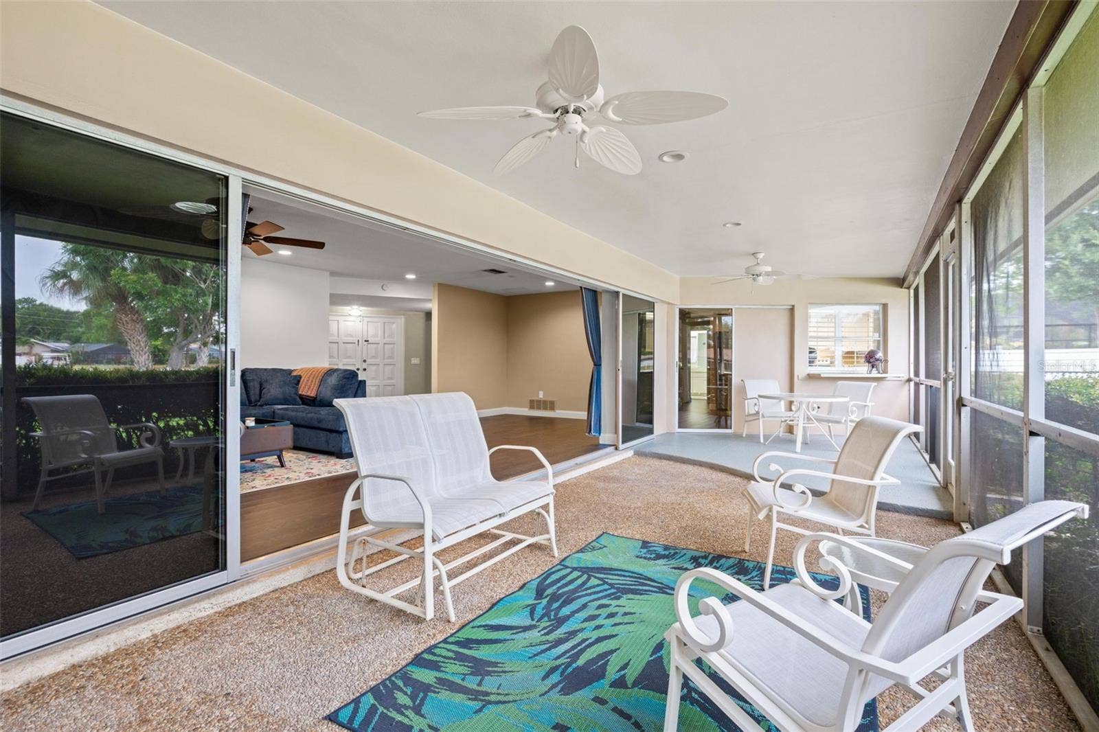 Screened lanai overlooking golf course