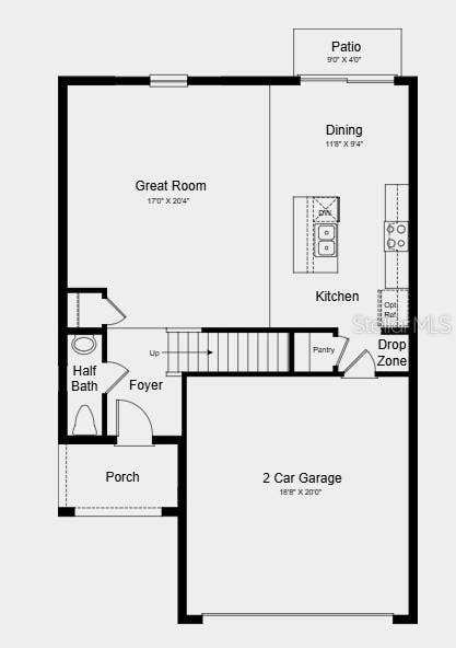 9308 CHISWELL TRAIL, Palmetto, FL 34221 Floor 1 - Additional Highlights Include: GE refrigerator, laundry package, extended LVP flooring on the 1st floor, and window blinds throughout the whole house