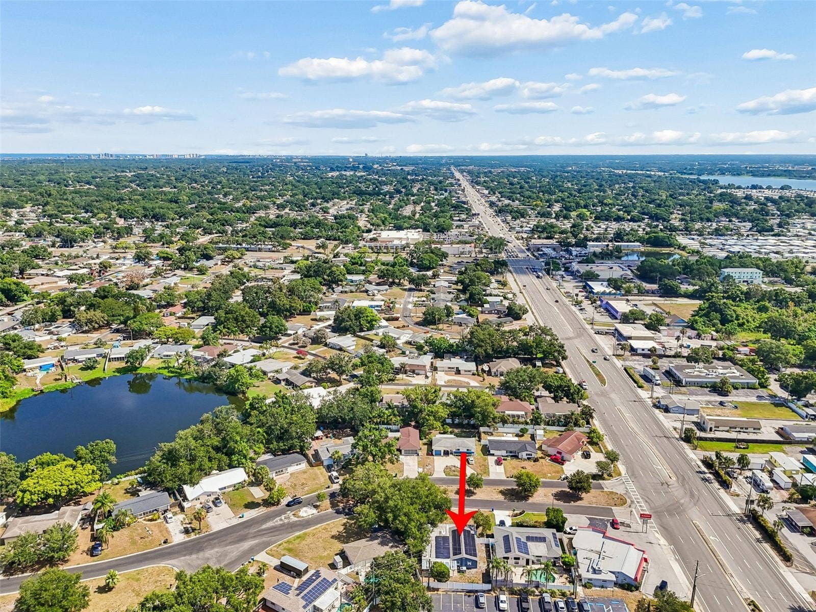 Aerial view shows the home's convenient Seminole location close to shopping, dining, parks and the Gulf beaches.