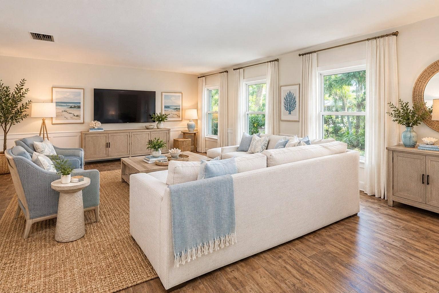 5230 VENETIAN BOULEVARD NE, St Petersburg, FL 33703 Virtually staged main living room
