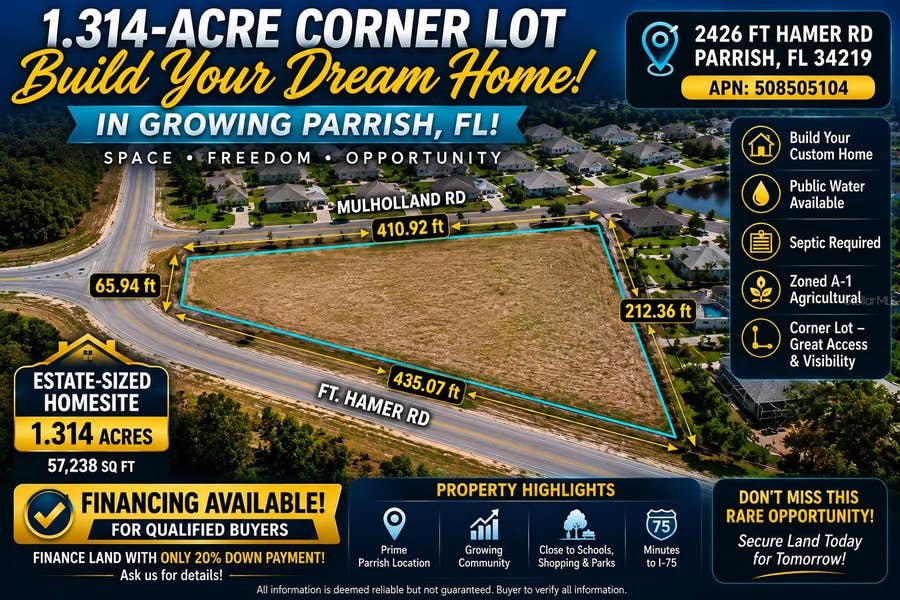 Property photo for 2426 FORT HAMER ROAD, Parrish, FL