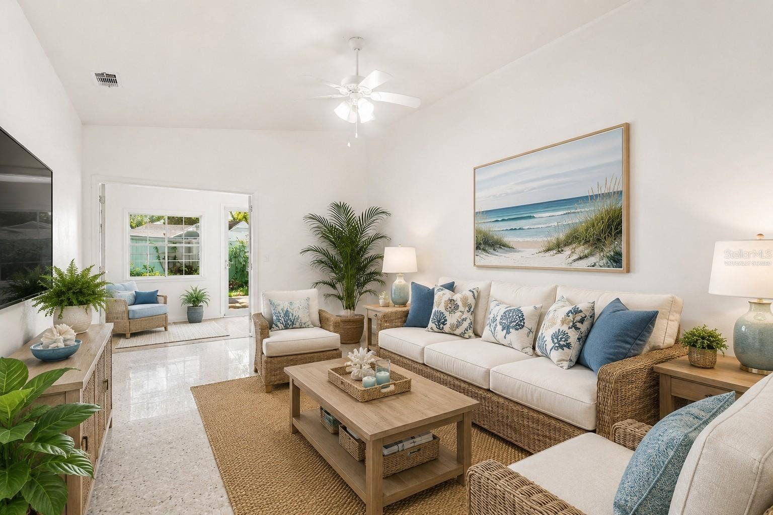 Great Room into Sunroom Virtually Staged