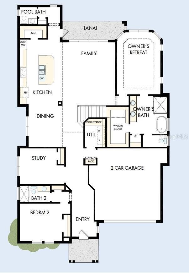 3627 BOBOLINK LANE, Orlando, FL 32803 Floor Plan First Floor