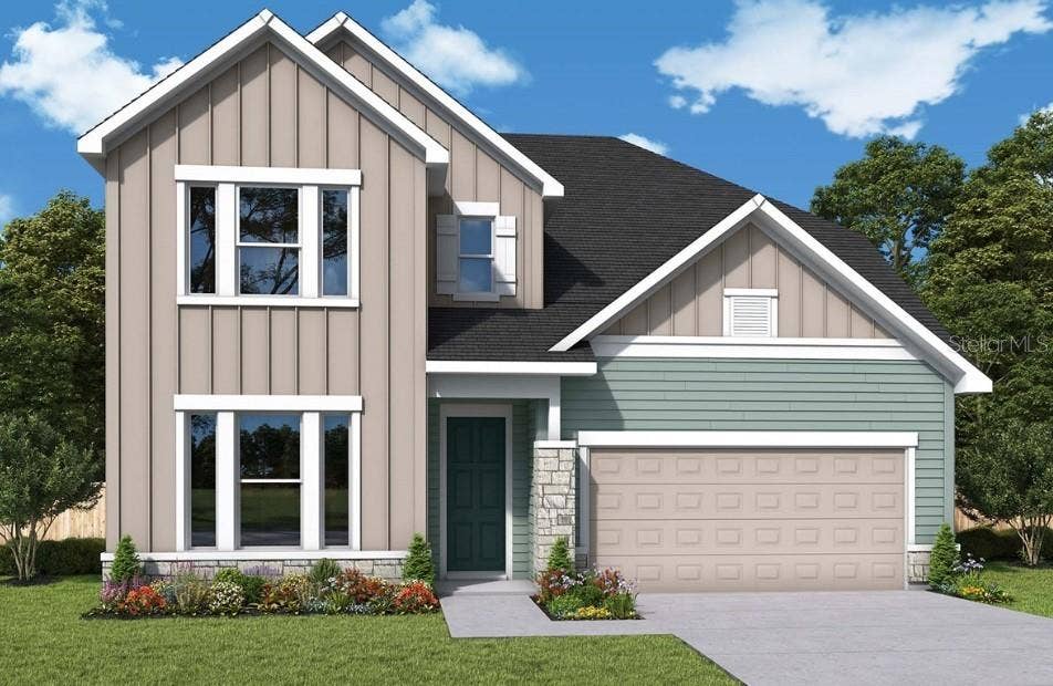 5111 CHATTAHOOCHEE BEND, St Cloud, FL 34771 Front Exterior Rendering **Paint Colors May Vary