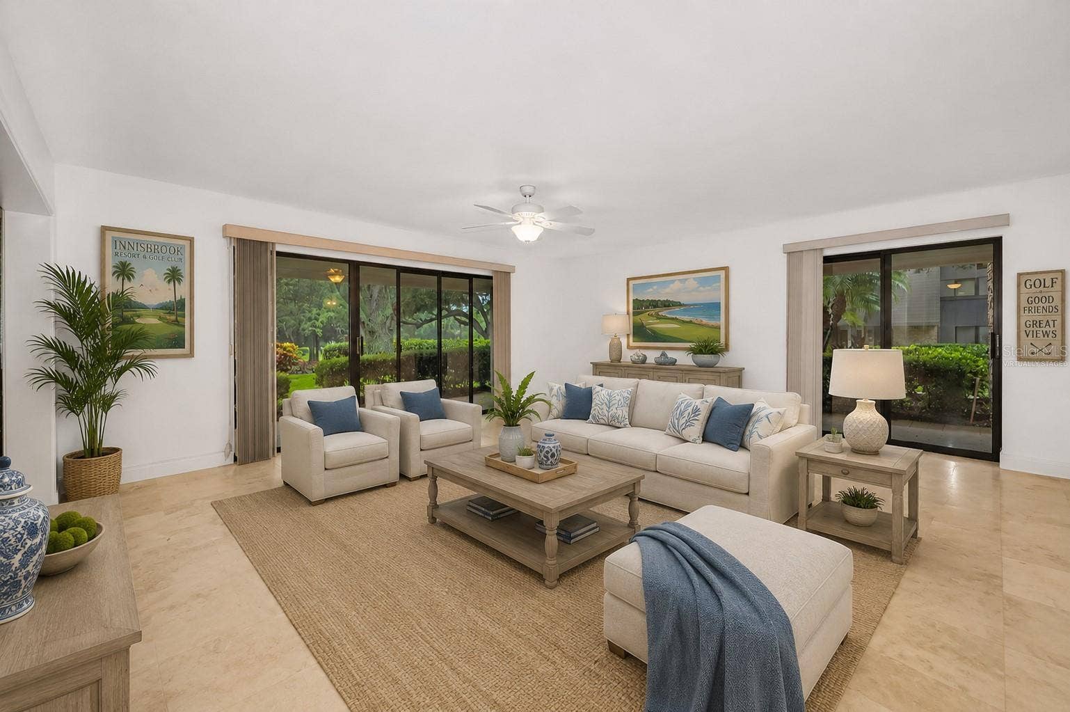 living area virtually staged