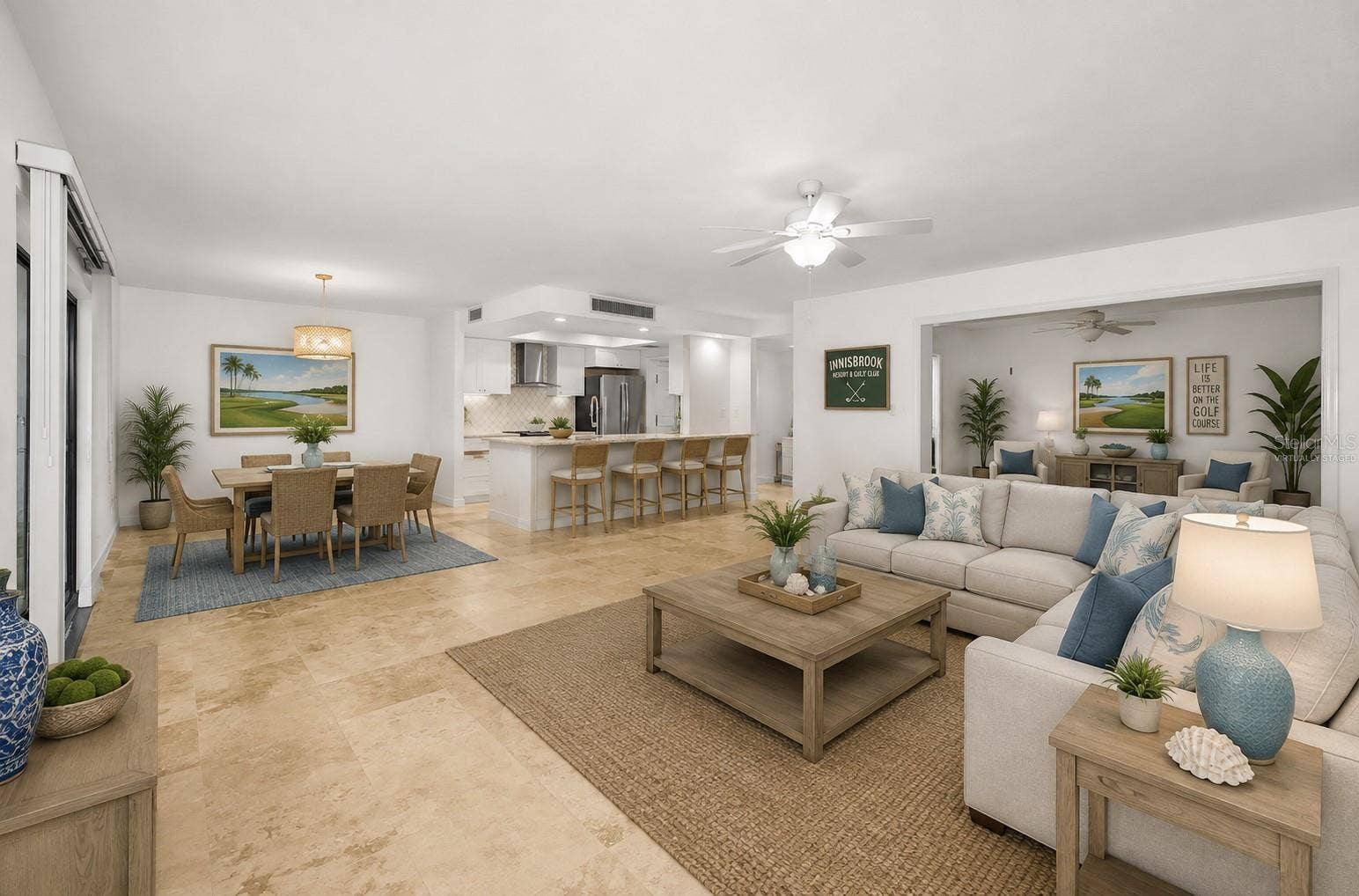 living area virtually staged