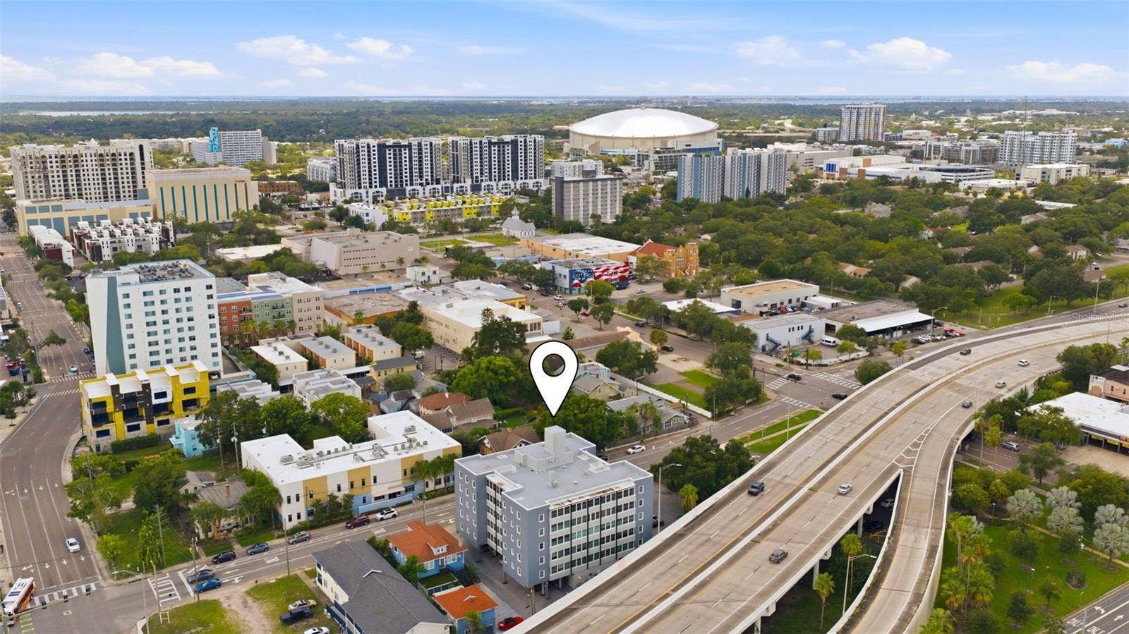 841 4TH AVENUE N, #27, St Petersburg, FL 33701 Aerial perspective looking toward the surrounding downtown area and nearby city destinations.
