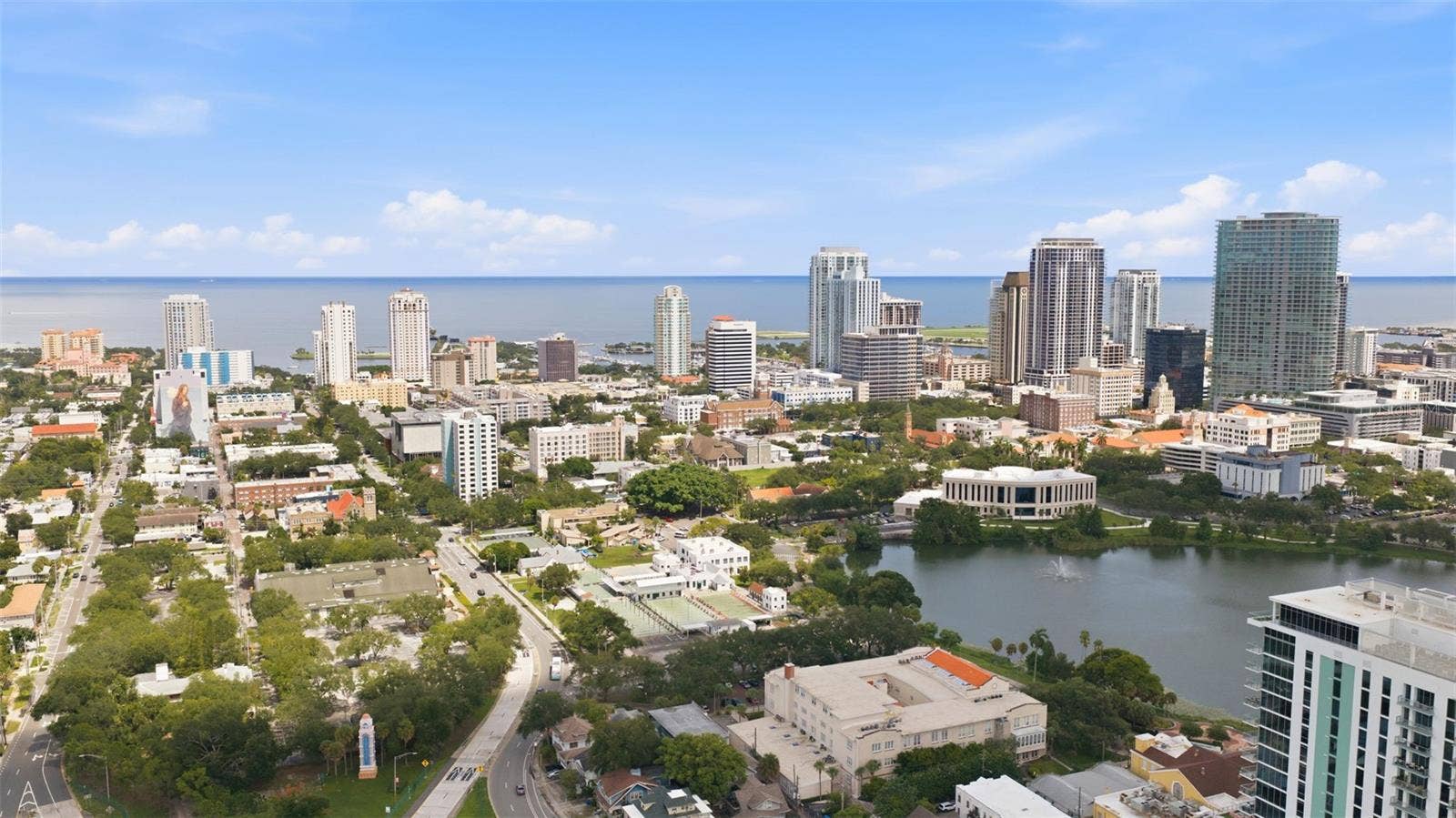 841 4TH AVENUE N, #27, St Petersburg, FL 33701 Aerial view highlighting the impressive proximity to the Downtown St. Pete skyline.