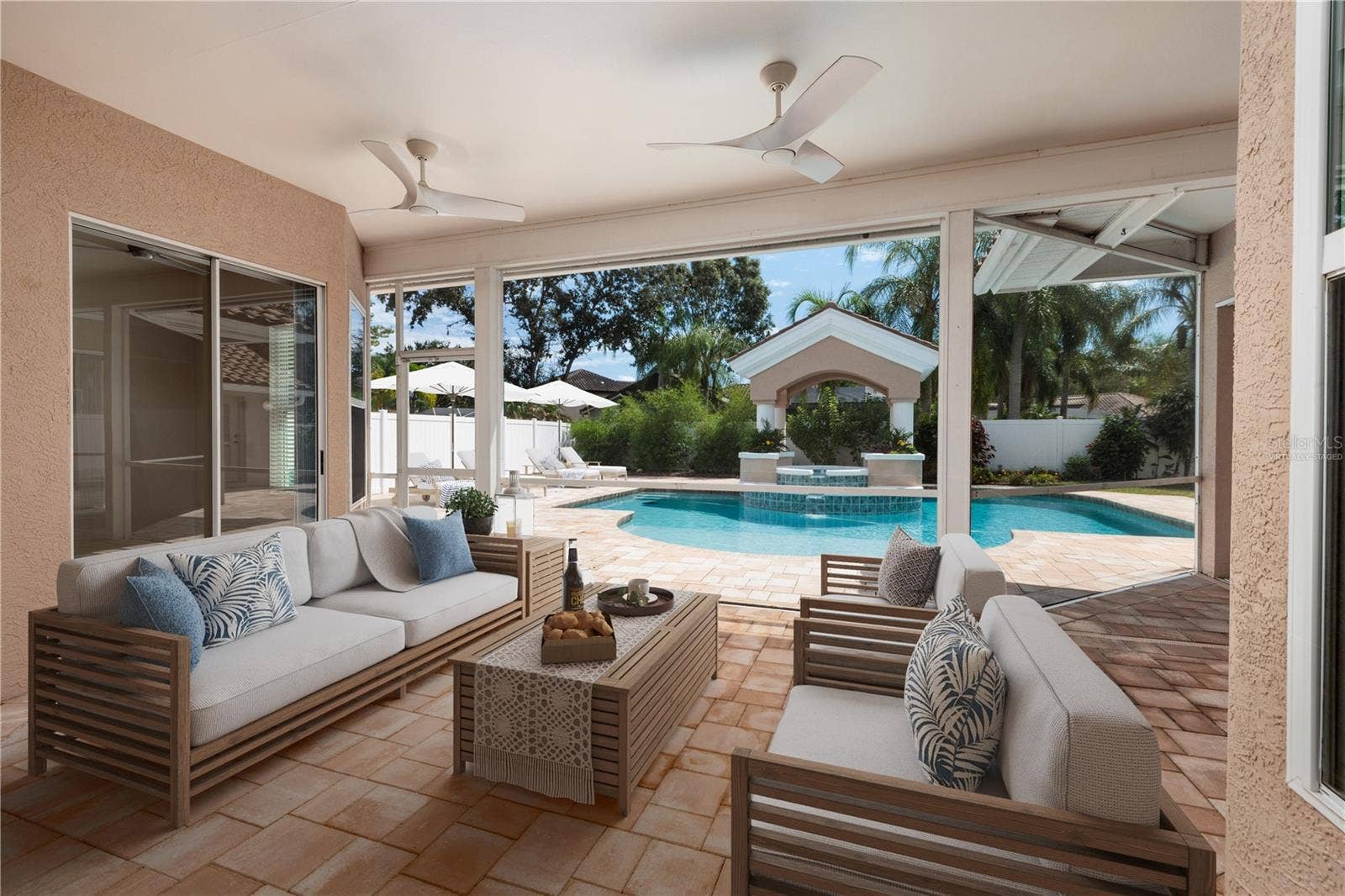 Virtually staged screened porch