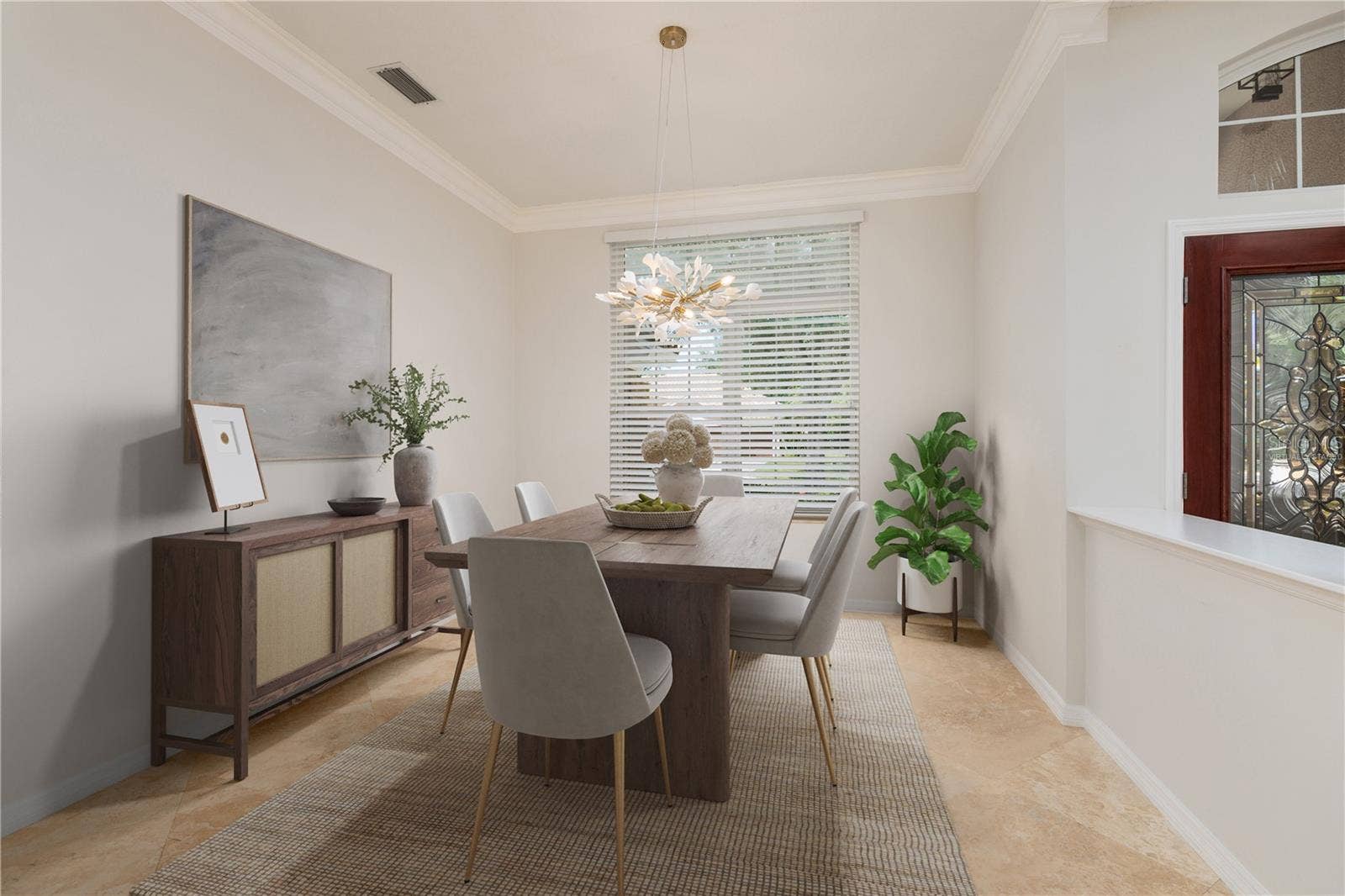 Virtually staged dining area