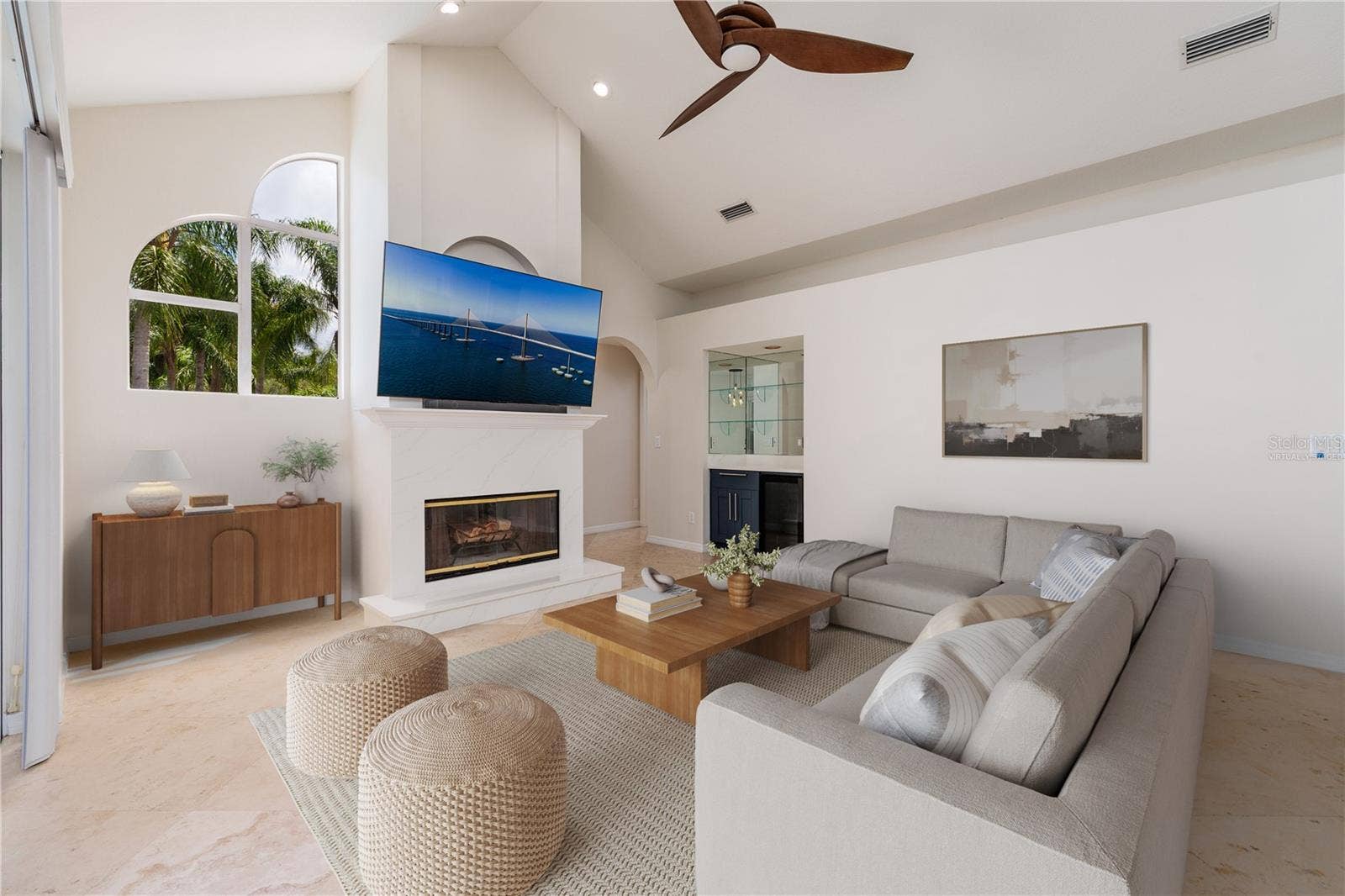 Virtually staged family room
