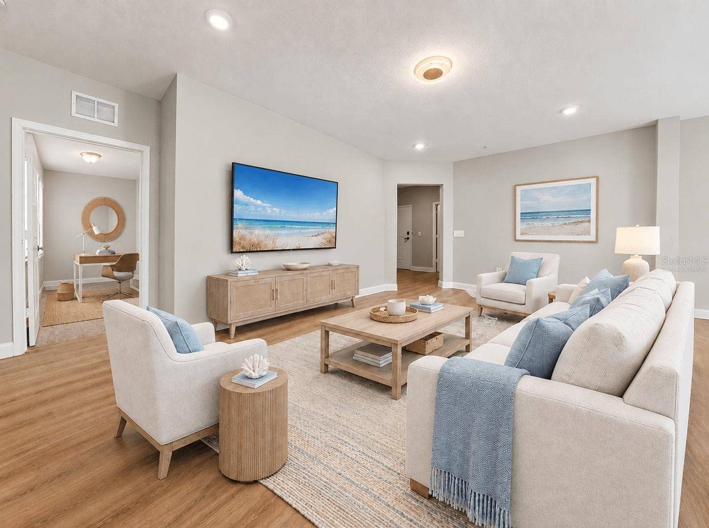 7505 LAUREATE BOULEVARD, #2407, Orlando, FL 32827 Virtually staged living room with view of den/office
